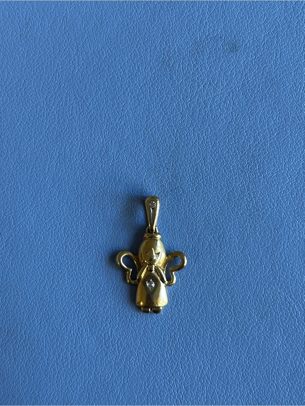 10k angel pendant with diamonds on bail and chest